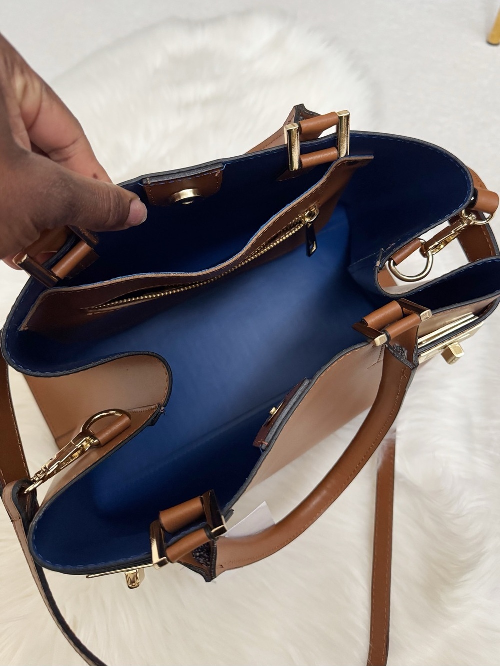Cheval Firenze Italian Leather Top Handle Bag Brown Gold Hardware NWT - Picture 5 of 11